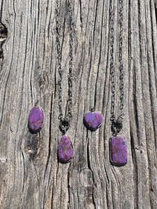 Purple Copper Turquoise Pendant with Diamond Border