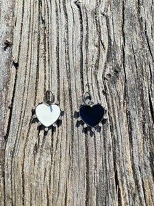 Enamel and Diamond Heart Pendants