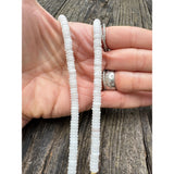White Quartz Heishi Beaded Necklace with Pave Diamond Clasp