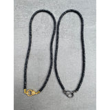 Black Spinel Beaded Necklace with Pave Diamond Clasp