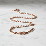 Rose Gold Rolo Chain Necklace with Diamond Clasp