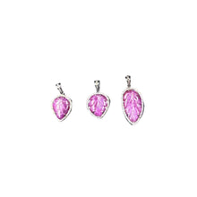 Pink Tourmaline Carved Leaf with Diamond Border Pendant