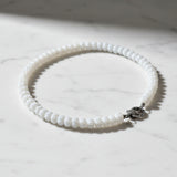 White Opal Hand Carved Cantaloupe Shaped Beaded Necklace with Diamond Clasp