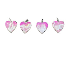 Dyed Pink Agate Heart with Diamond Border Pendant