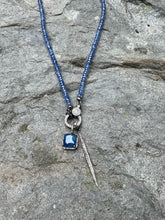 Mini Kyanite Square with Pave Diamond Pendant