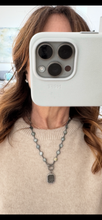 Matte Jasper Bezeled Chain Necklace with Diamond Clasp. Diamond Dog Tag Pendant
