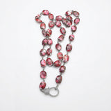 Red Dahlia Turquoise Bezel Necklace with Diamond Clasp