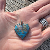 Dyed Agate Heart Pendant with Solitaire Diamond Border