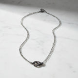 Sterling Silver Oval Textured Chain with Diamond clasp