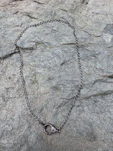 Sterling Silver Oval Textured Chain with Diamond clasp