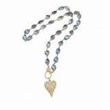 Mystic Labradorite Bezel Necklace with Diamond Clasp