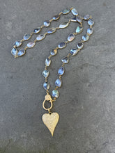 Mystic Labradorite Bezel Necklace with Diamond Clasp
