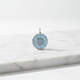 Mother of Pearl Disc with Evil Eye and Pave Diamond Pendant