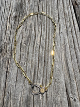 Gold Square Link Chain with Two Tone Diamond Clasp