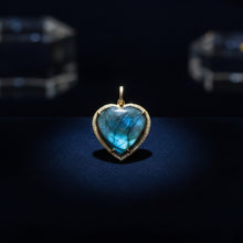 Labradorite Heart with Diamond Border