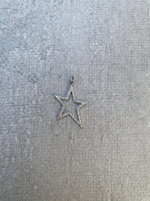 Sterling Silver and Pave Diamond Open Oblong Star