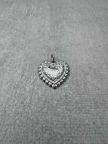 SAMPLE SALE 2: Hammered Heart with Pave Diamond Border Pendant