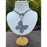 Blue Diamond Butterfly Pendant