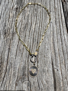 Gold Square Link Chain with Two Tone Diamond Clasp