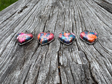 Multi Copper Turquoise and Pave Diamond Heart Pendants