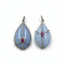 Angelite Teardrop Pendant with Ruby Center Stone