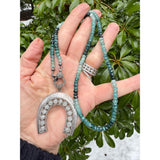 Grandidierite Ombré Beaded Necklace with Diamond Clasp