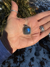 Pave Diamond Square Labradorite Pendant