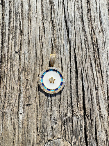 Round Enamel Pendant with Diamond Details