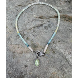Aquamarine Beryl Ombre Faceted Heishi Necklace with Diamond Clasp