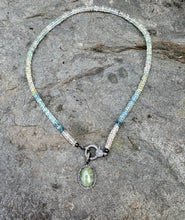 Aquamarine Faceted Heishi Necklace with Diamond Clasp