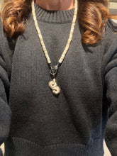 Long Shell and Bone Beaded Necklace with Diamond Clasp