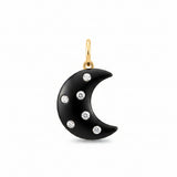 Puffy Wood Crescent Moon with 14k Gold Details