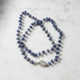 Blue Sapphire Faceted Beaded Necklace with Pave Diamond Clasp
