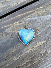 Labradorite Puffy Heart with Pave Diamond Pendant