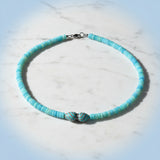 Blue Opal with Center Turquoise and Diamond Beaded Necklace