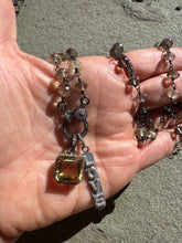Smokey Quartz Necklace with Diamond Clasp. Citrine and Dog Tag Pendant Included