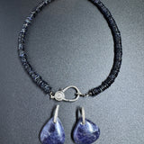 Iolite Heishi Necklace with Diamond Clasp