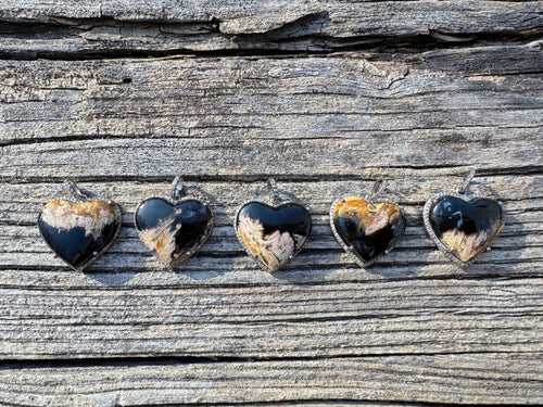 Palm Root Heart with Diamond Border Pendant