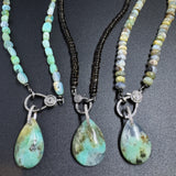 Peruvian Opal and Diamond Pendants
