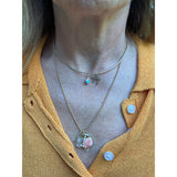 Mini Turquoise Heart with Diamond Solitaire Set in 14k Gold