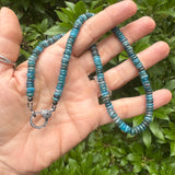 Apatite Heishi Smooth Beaded Necklace with Diamond Clasp
