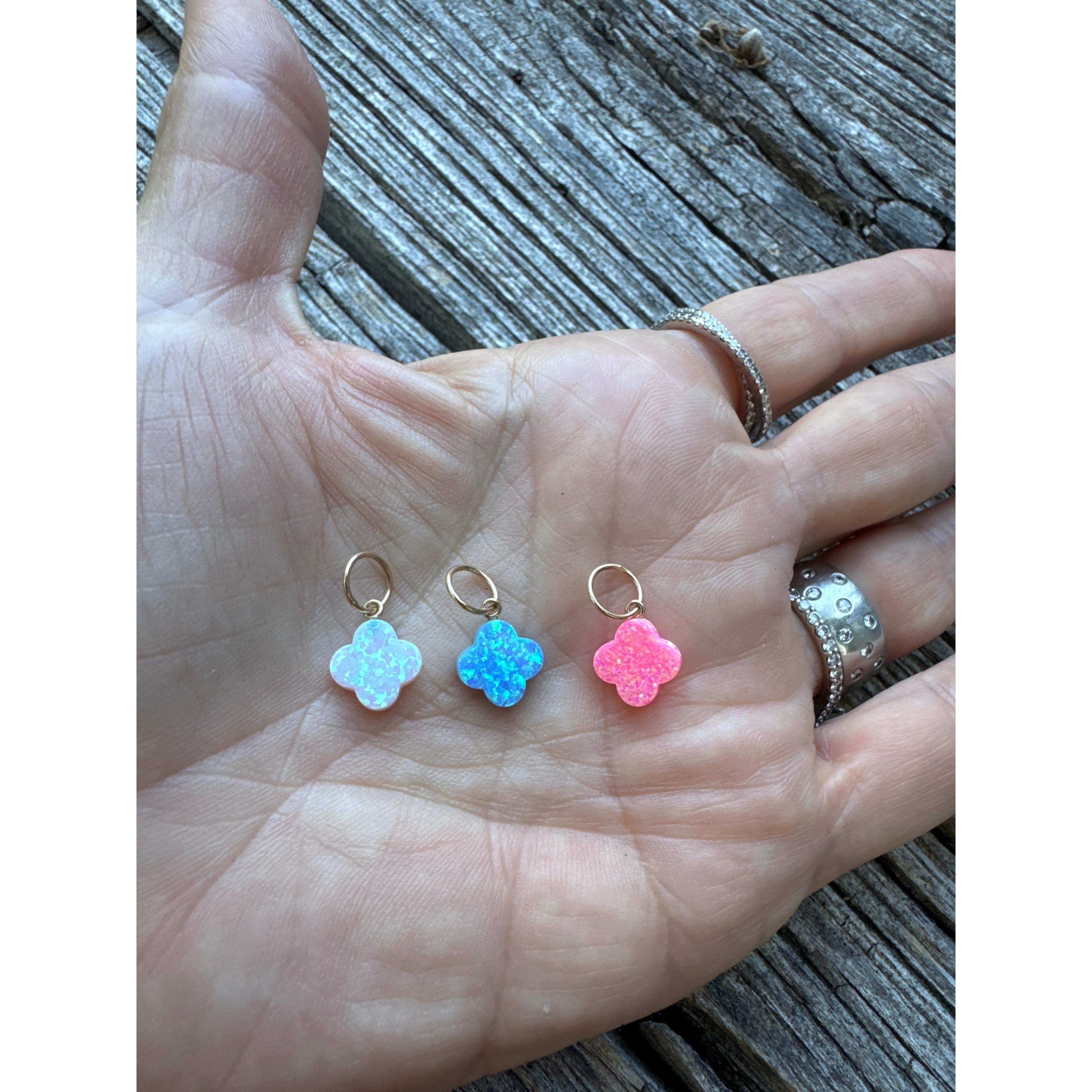 Mini Fleur De Lis Opals with 14k Gold Bail