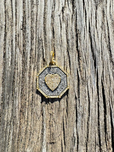 Two Tone Medallion with Center Heart Pendant