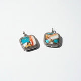 Spiny Oyster Turquoise Square with Diamond Border Pendant