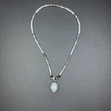 Mini Aquamarine Copper Ombre Beaded Necklace with Mini Diamond Clasp