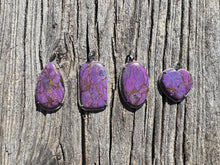 Purple Copper Turquoise Pendant with Diamond Border