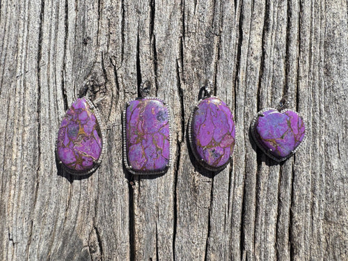 Purple Copper Turquoise Pendant with Diamond Border
