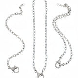 Sterling Silver Flat Oval Necklace with Diamond Clasp
