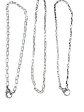 Sterling Silver Flat Oval Necklace with Diamond Clasp