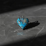 Dyed Agate Heart Pendant with Solitaire Diamond Border